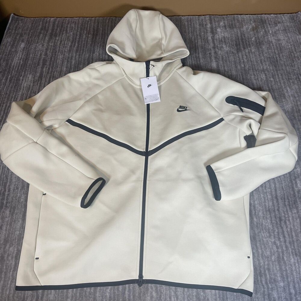 Nike Tech Fleece Hoodie Jacket Mens 2XL Beige Full Zip Windrunner Swoosh Logo